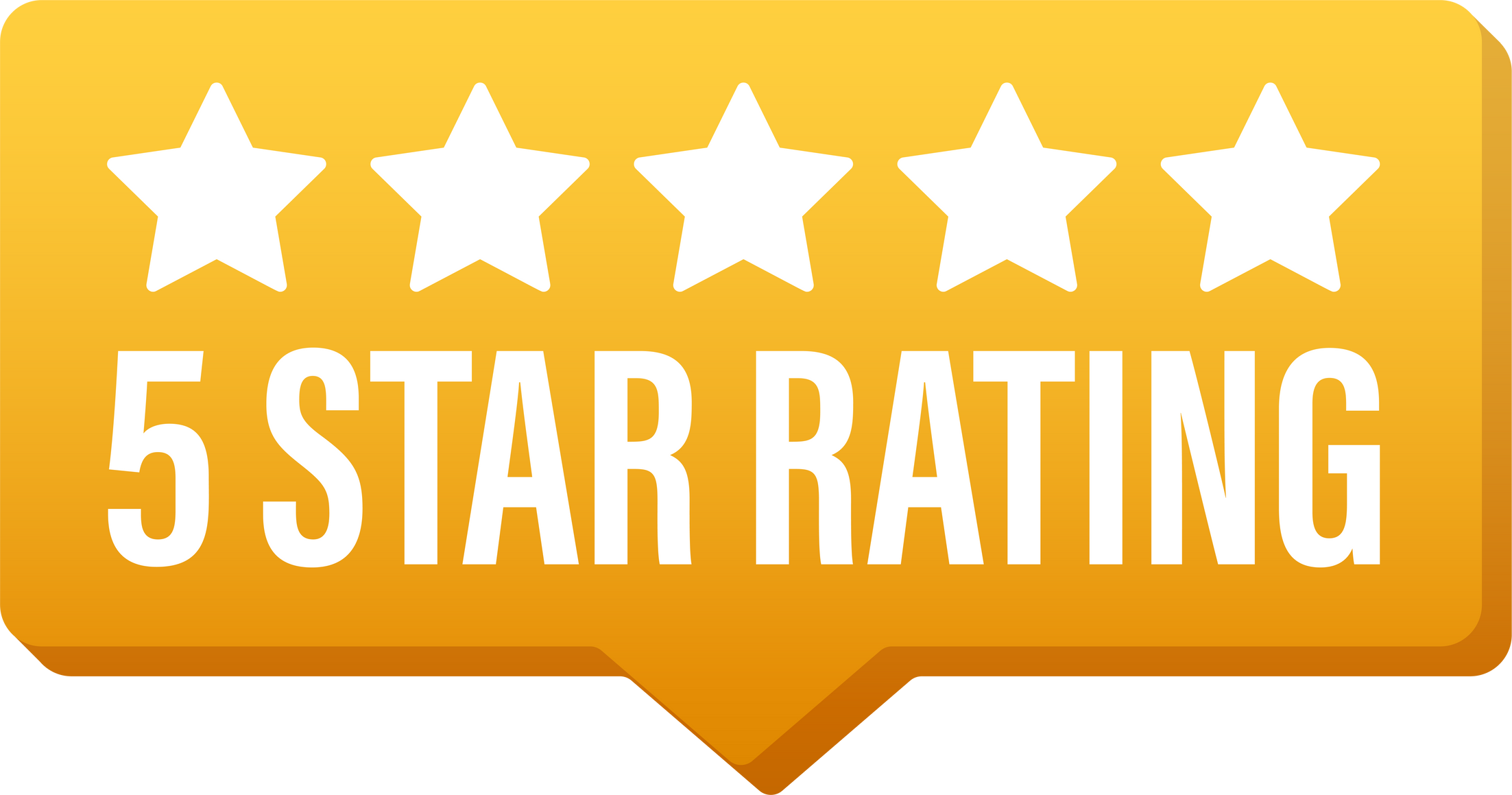 5 star rating. Badge with icons on white background. Vector illustration.